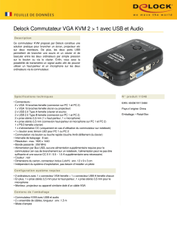 DeLOCK 11348 2 > 1 VGA KVM Switch Fiche technique