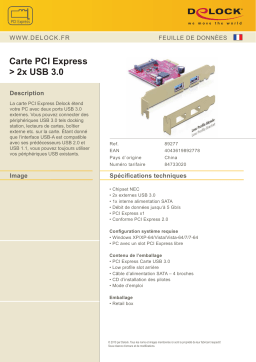 DeLOCK 89277 PCI Express Card > 2 x external USB 3.0 Fiche technique