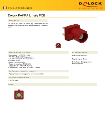 DeLOCK 89738 FAKRA L plug PCB Fiche technique | Fixfr