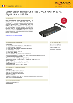 DeLOCK 87721 USB Type-C™ 3.1 Docking Station HDMI 4K 30 Hz, Gigabit LAN and USB PD function Fiche technique