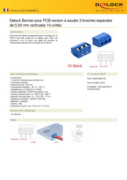 DeLOCK 66016 Terminal block for PCB soldering version 3 pin 5.00 mm pitch vertical 10 pieces Fiche technique