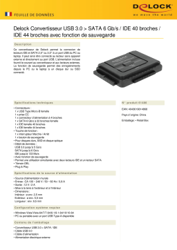 DeLOCK 61486 Converter USB 3.0 > SATA 6 Gb/s / IDE 40 pin / IDE 44 pin Fiche technique