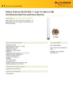 DeLOCK 88452 WLAN 802.11 b/g/n Antenna N plug 5 dBi omnidirectional fixed outdoor white Fiche technique