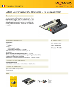 DeLOCK 91620 Converter IDE 40 pin > 1 x Compact Flash Fiche technique