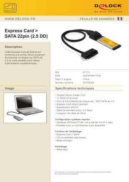 DeLOCK 61774 Express Card > SATA 22pin (2.5 HDD) Fiche technique