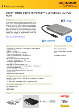 DeLOCK 54061 Thunderbolt™ 3 External Portable 960 GB SSD M.2 PCIe NVMe Fiche technique