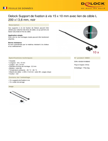 DeLOCK 18884 Screw Fixing Mount 15 x 10 mm Fiche technique | Fixfr