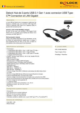 DeLOCK 64043 3 Port USB 3.1 Gen 1 Hub Fiche technique