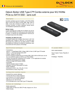 DeLOCK 42633 External USB Type-C™ Combo Enclosure for M.2 NVMe PCIe or SATA SSD - tool free Fiche technique