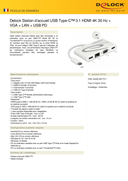 DeLOCK 87731 USB Type-C™ 3.1 Docking Station HDMI 4K 30 Hz + VGA + LAN + USB PD Fiche technique