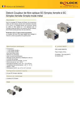 DeLOCK 86872 Optical Fiber Coupler SC Simplex female to SC Simplex female Single-mode metal Fiche technique