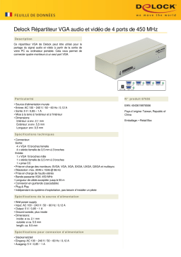 DeLOCK 87655 4 Port VGA Audio and Video Splitter 450 MHz Fiche technique