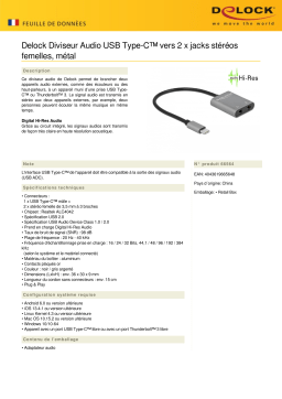 DeLOCK 66564 Audio Splitter USB Type-C™ to 2 x stereo jack female metal Fiche technique