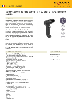 DeLOCK 90519 Barcode Scanner 1D and 2D for 2.4 GHz, Bluetooth or USB Fiche technique