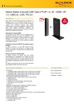 DeLOCK 87746 USB Type-C™ DP 1.4 Docking Station 4K - HDMI / DP 1.4 / USB 3.2 / LAN / PD 3.0 Fiche technique