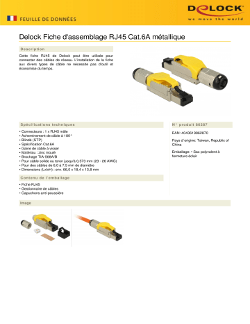 DeLOCK 86287 RJ45 Plug field assembly Cat.6A metal Fiche technique | Fixfr