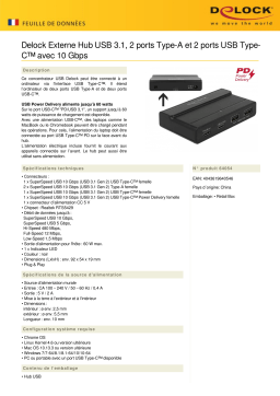 DeLOCK 64054 External USB 3.1 2 Port Type-A and 2 Port USB Type-C™ Hub Fiche technique