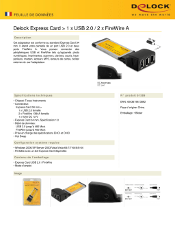 DeLOCK 61389 Express Card > 1 x USB 2.0 / 2 x FireWire A Fiche technique