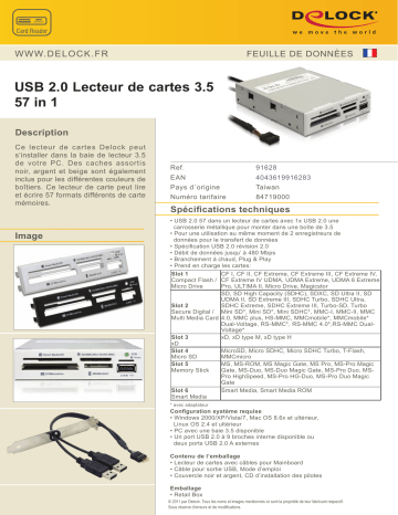 DeLOCK 91628 USB 2.0 Card Reader 3.5 57 in 1 Fiche technique | Fixfr