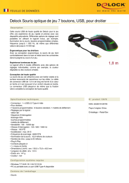 DeLOCK 12670 Optical 7-button USB Gaming Mouse - right hander Fiche technique