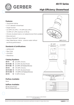 Gerber G0049111RB Transitional 3 1/2" Single Function Showerhead Manuel utilisateur