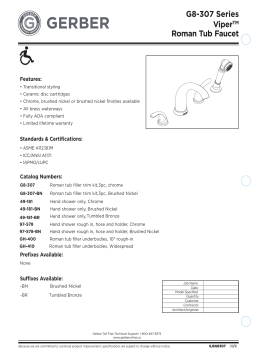 Gerber G00G8307BN Viper™ Two Handle Roman Tub Trim Kit Manuel utilisateur