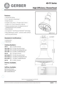 Gerber G0049114 Transitional 3 1/2" Single Function Showerhead Manuel utilisateur