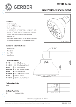 Gerber G0049106BN Viper™ 3 1/2" Single Function Showerhead Manuel utilisateur