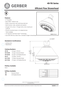 Gerber G0049117 Transitional 4" 3 Function Showerhead Manuel utilisateur