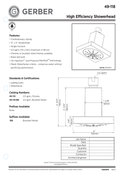 Gerber G0049118 Contemporary 4" x 4" Single Function Showerhead Manuel utilisateur