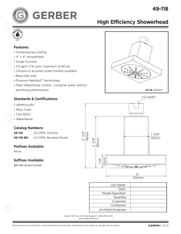 Spécification | Gerber G0049118BN Contemporary 4