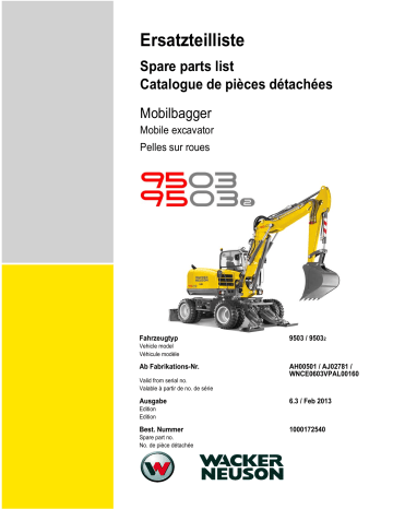 Wacker Neuson 9503 Wheeled Excavator Manuel utilisateur | Fixfr