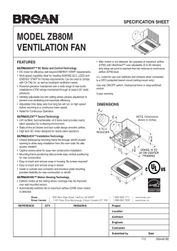 Broan ZB80M ULTRA GREEN Series Multi-Speed Ventilation Fan Manuel utilisateur