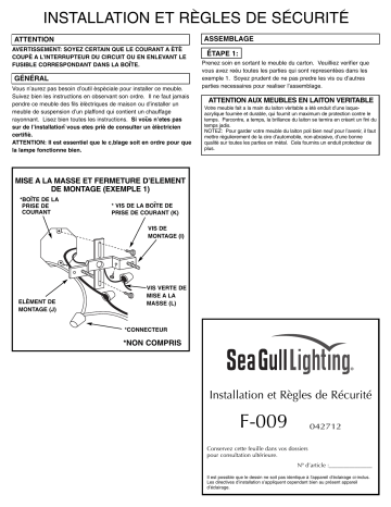 Installation manuel | Seagull Lighting 84050EN3-12 Yorktown 9.5W 1-Light Medium E-26 LED Outdoor Wall Sconce in Black Guide d'installation | Fixfr
