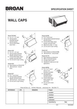 Broan WVK2A Wall Vent Kit, 3" or 4" Round Duct Manuel utilisateur