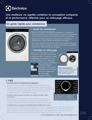 Manuel utilisateur | Electrolux ELFW4222AW Guide de démarrage rapide | Fixfr