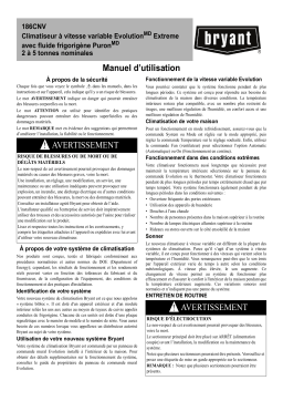 Bryant 186CNV EVOLUTION™ EXTREME 26 VARIABLE-SPEED AIR CONDITIONER Manuel du propriétaire