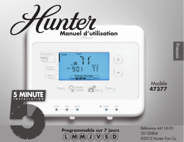 Hunter Fan 47377 Thermostat Manuel du propriétaire | Fixfr