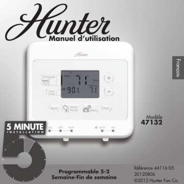 Hunter Fan 47132 Thermostat Manuel du propriétaire | Fixfr