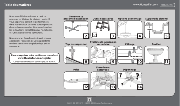 Hunter Fan 53016 Ceiling Fan Manuel du propriétaire | Fixfr