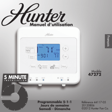 Hunter Fan 47272 Thermostat Manuel du propriétaire | Fixfr