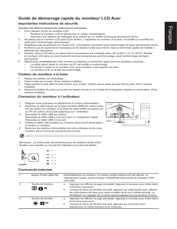 Acer CP1271V Monitor Guide de démarrage rapide | Fixfr