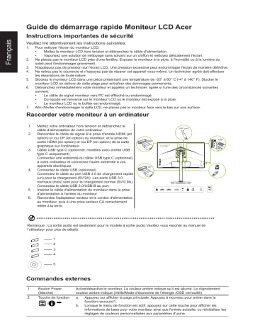 Acer CP5271UV Monitor Guide de démarrage rapide | Fixfr