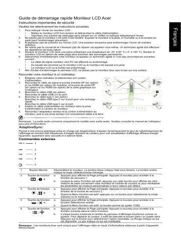 Acer X34GS Monitor Guide de démarrage rapide | Fixfr