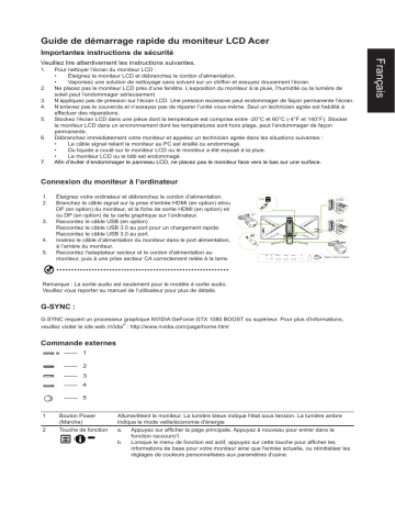 Acer X34S Monitor Guide de démarrage rapide | Fixfr