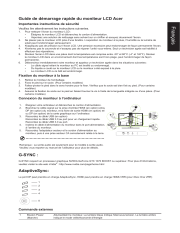 Acer X27P Monitor Guide de démarrage rapide | Fixfr
