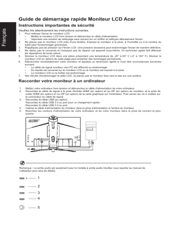Acer XN253QP Monitor Guide de démarrage rapide | Fixfr
