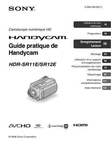 Sony HDR-SR11E Manuel utilisateur | Fixfr