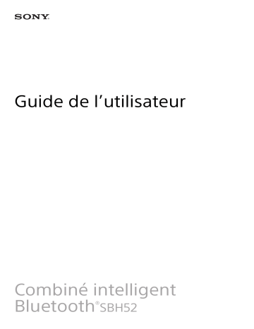 Mode d'emploi | Sony SBH52 Manuel utilisateur | Fixfr