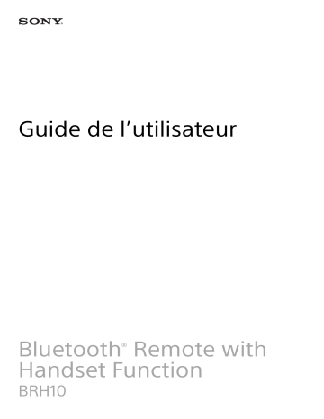 Mode d'emploi | Sony BRH10 Manuel utilisateur | Fixfr